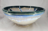 Liscom Hill Pottery - Teal over Black and Blue Serving Bowl