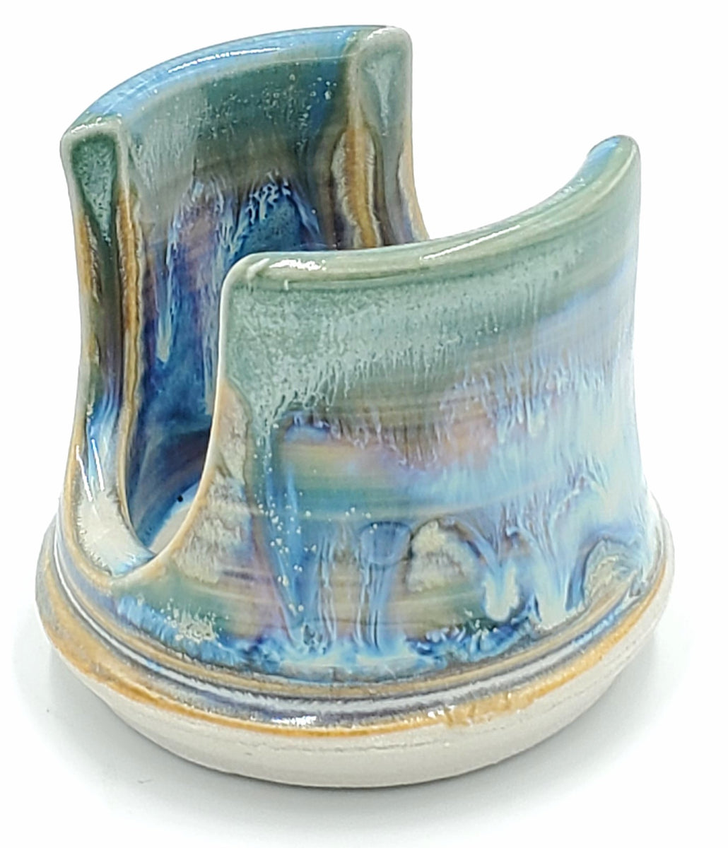 Hill Pottery Seafoam and Teal Sponge Holder Many Hands Gallery