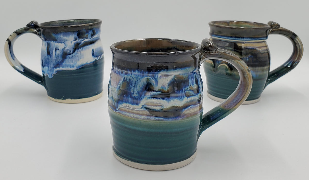 Hill Pottery Black and Blue With Teal Mug Many Hands Gallery
