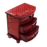 Scarlet Scrolls Batik Jewelry Box