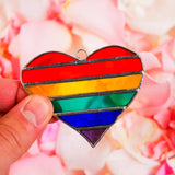 Small Rainbow Hearts Stained Glass