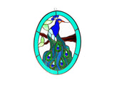 Oval Peacock Stained Glass