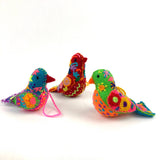 Embroidered Song Bird Ornament