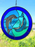 Yin and Yang Dolphins Stained Glass