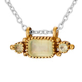 Prehnite Sterling Silver and Brass Necklace