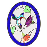 Oval Hummingbird Stained Glass