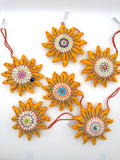 Embroidered Sun Ornaments