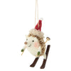 Felted Skiing Hedgehog Ornament