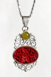 Cinnabar and Jade Necklace