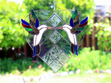 Hummingbird Duo Stained Glass