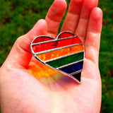 Small Rainbow Hearts Stained Glass