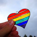 Small Rainbow Hearts Stained Glass