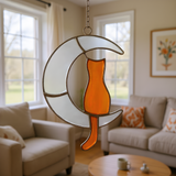 Half Moon Kitty Stained Glass