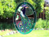 Oval Peacock Stained Glass