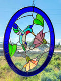 Oval Hummingbird Stained Glass