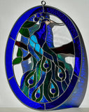 Oval Peacock Stained Glass