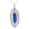 Lapis and Stamped Silver Necklace