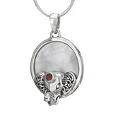 Mother Of Pearl and Garnet Elephant Necklace