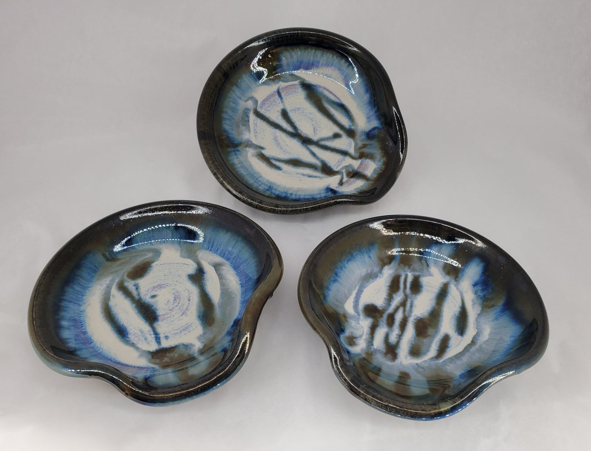 Hill Pottery Black and Blue Spoon Rest Many Hands Gallery