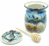 Liscom Hill Pottery - Black and Blue Landscape Honey Pot