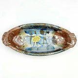 Liscom Hill Pottery - Black and Blue Landscape Oval Baking Dish