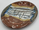 Liscom Hill Pottery - Black and Blue Landscape Oval Serving Platter