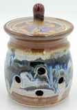 Liscom Hill Pottery - Black and Blue Landcape Garlic Keeper