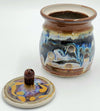 Liscom Hill Pottery - Black and Blue Landcape Garlic Keeper