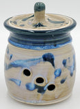 Liscom Hill Pottery - Black and Blue with Teal Garlic Keeper