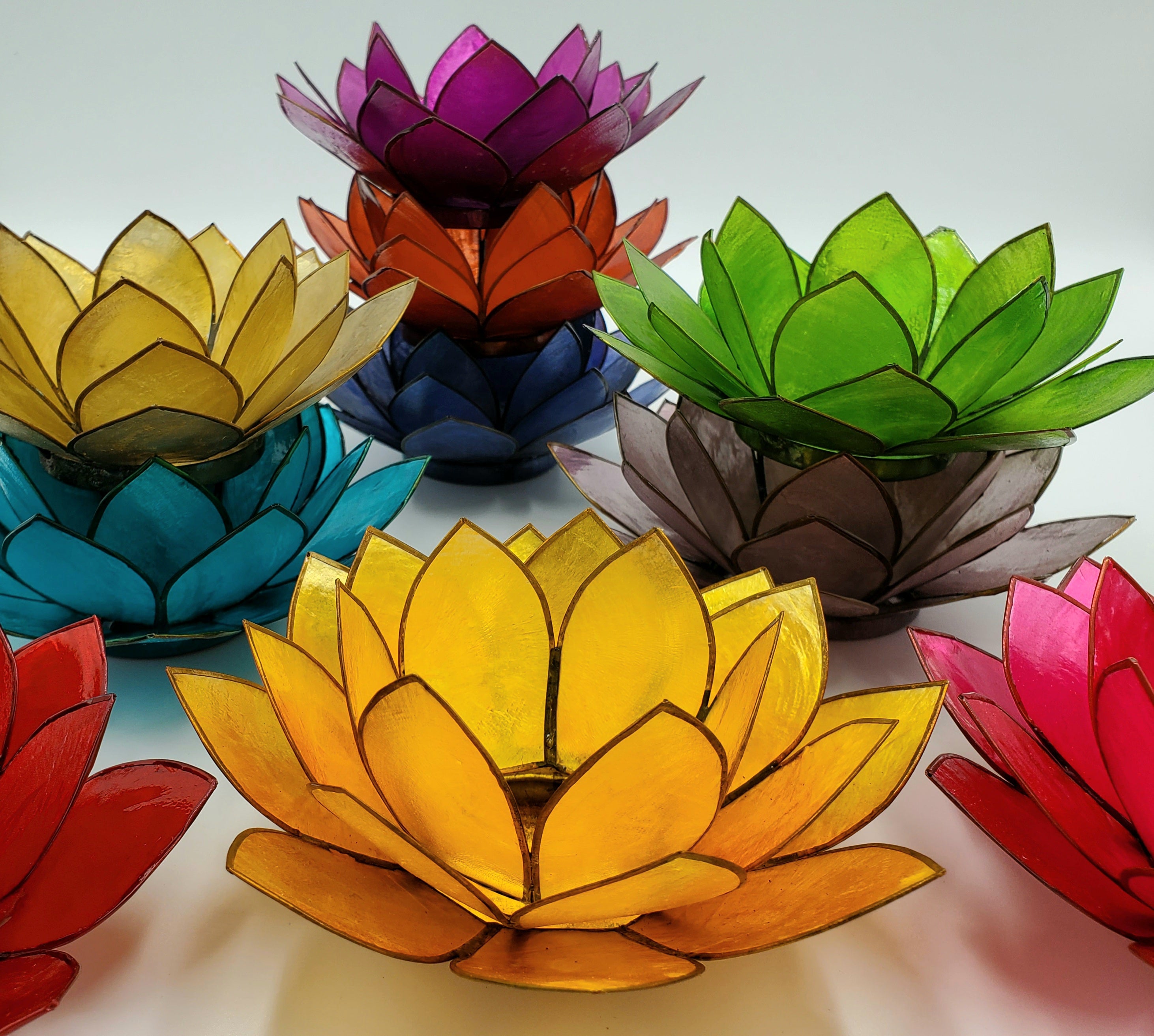 Teal Green Capiz Seashells Lotus Flower Votive Tea Light Candle Holder–  Ebros Gift