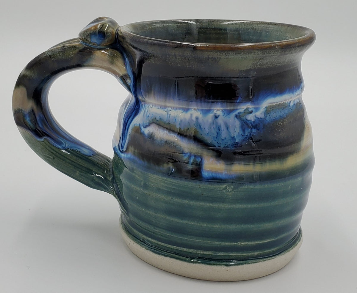 Hill Pottery Black and Blue With Teal Mug Many Hands Gallery