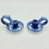 Liscom Hill Pottery - Black and Blue with Cobalt Candle Holder