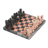 Handcrafted Mini Marble Chess Set in Pink and Grey