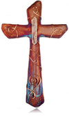 Raku Pottery Cross with Wrapped Crystal
